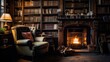 © Lubos Chlubny - A cozy library with a fireplace and shelves of old books. A sense of nostalgia and intellectual calm.
