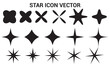 Set of star shapes. Retro futuristic sparkle icons collection. Abstract cool shine effect sign vector design. Templates for design, posters, projects, banners, logo