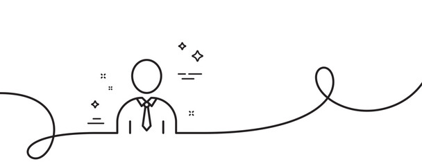 Poster - user line icon. continuous one line with curl. profile avatar sign. businessman person silhouette sy