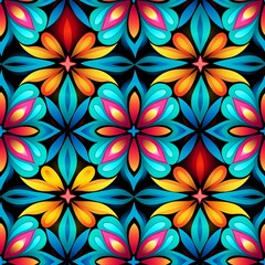 Poster - Vibrant Kaleidoscope Tapestry Pattern