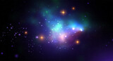 Fototapeta Kosmos - Space vector background with realistic nebula and shining stars. Magic colorful galaxy with stardust