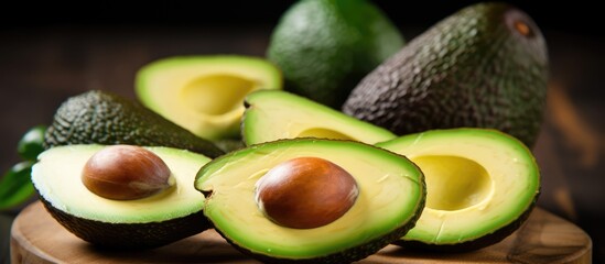 Poster - Sliced avocado on white background