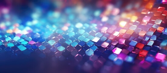 Wall Mural - Blurred and colorful lights on a glossy background form an abstract mosaic with bokeh