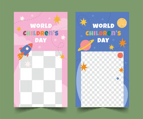 flat banners collection world children s day celebration design vector illustration