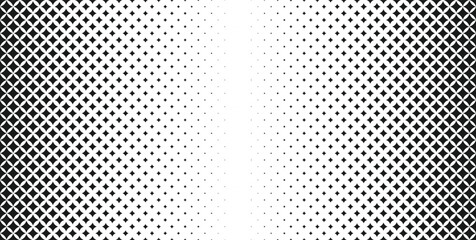 Poster - Black and white halftone rhomboid pattern.