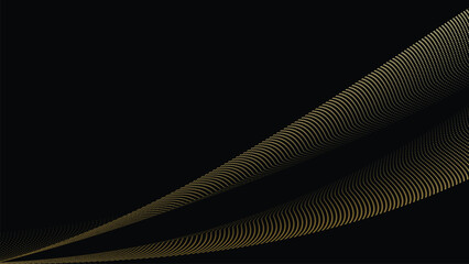 Aufkleber - Abstract geometric technology background. Gold dotted curve or wave.