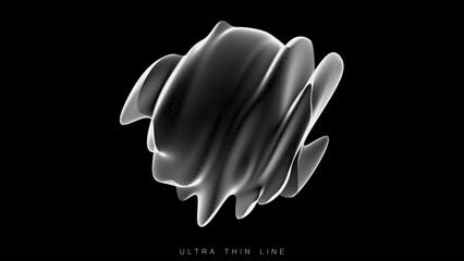 Poster - distorted line spheres. vector thin line glitch geometry.