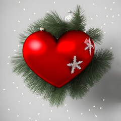 Wall Mural - Festive holiday tree decorated with heart ornaments