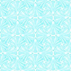 Art deco style abstract sea shells geometric forms seamless pattern