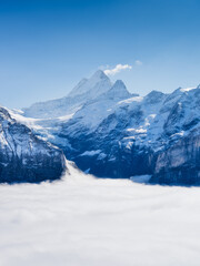 Wall Mural - mountain scenery. view of the valley with clouds and mountain peaks. nature. place for trekking and 