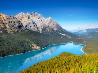 Wall Mural - lake peyto, banff national park, alberta, canada. landscape during daylight hours. a lake in a mount