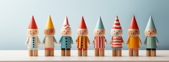 Wall Mural - Clown wooden figurines