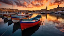 Malta,fishing Village Colourful Boats