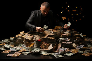 Poster - a person maxing out multiple credit cards for extravagant purchases, representing the concept of con