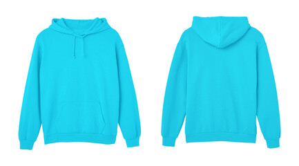 Wall Mural - Aqua Sweat Pullover Long Sleeve Hoodie Templates Front and Back Views