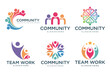 © su - people teamwork logo icon set symbol of community,group and family.