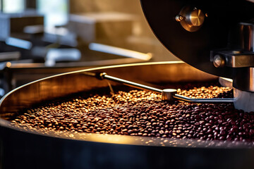 Wall Mural - Roasting revelations: techniques that shape the flavor of our coffee. coffee being roasted