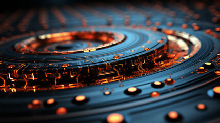 Poster - Closeup hardware background of motherboard. Circuit cpu microchip digital processor. Concept of technology. Ai generative illustration