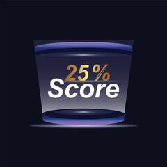 25% Score Sign Designed to catch the  and illustration  combination in blue Vector illustration background design.