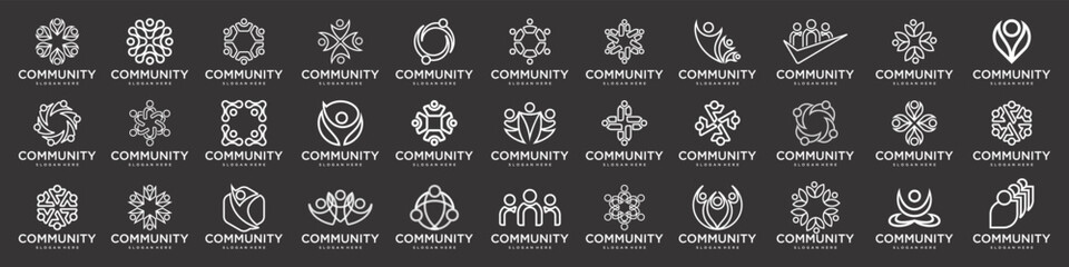 Wall Mural - Mega logo collection, Abstract people community logo design .symbol of teamwork ,group and family