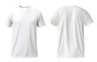 Set of White t shirt front and back on transparent background cutout, PNG file. Mockup template for product presentation.