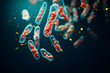 Helicobacter pylori bacteria , 3d illustration, generated ai