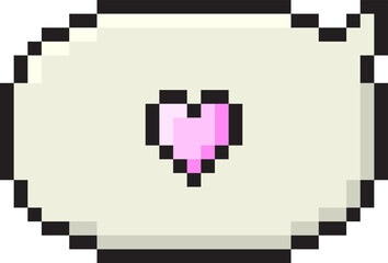 Fototapete - Pixel art dialogue box with heart. Speech bubbles in the mood of 90's aesthetics. Vector 8-bit retro style illustration.