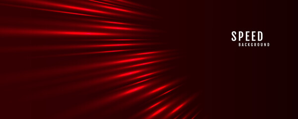 Poster - 3d red techno geometric background on dark space with glow lines motion effect decoration. modern gr