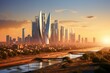 Morning view of Riyadh's King Abdullah Financial District. Generative AI
