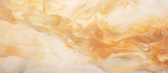 Poster - Abstract acrylic marbling artwork with nature inspired beige texture and golden glitter on a marble background