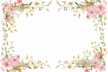 Sticker - Blossoming elegance. Vintage watercolor floral frame for cards and invitations. Nature romance. Botanical illustration ideal for greeting card with white background