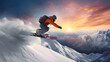 Skiers show graceful stunts of cool sliding postures on downhill snow mountain Skiing Showmanship background generative ai
