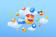 3d social media emoji marketing illustration