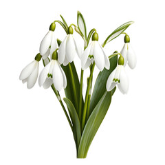 Wall Mural - Galanthus, Snowdrop,flower of hope isolated on transparent background,transparency 