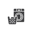 Washing machine and laundry basket vector icon