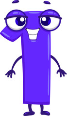 Aufkleber - Cartoon funny math number one character. Mathematics cute numeric symbol, arithmetic number isolated vector cheerful personage. School math, kids education 1 digit funny character
