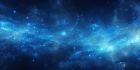Wall Mural - Digital Universe in Cosmic Blues: An abstract digital interpretation of the universe in cosmic shades of blue, with a clear area at the bottom for promotional conten , abstract wallpaper background