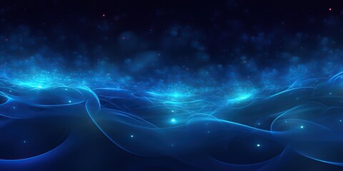 Wall Mural - Digital Universe in Cosmic Blues: An abstract digital interpretation of the universe in cosmic shades of blue, with a clear area at the bottom for promotional conten , abstract wallpaper background
