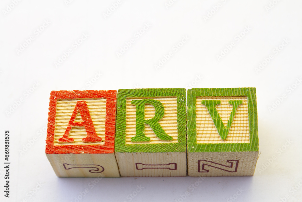The term ARV displayed visually on a clear background with copy space ...