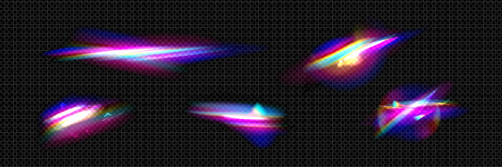 Wall Mural - light flare with rainbow shining effect. realistic vector illustration of refraction of sun rays thr