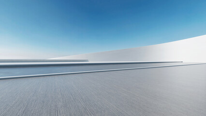 Aufkleber - 3d render of abstract futuristic architecture with empty concrete floor. Scene for car presentation.
