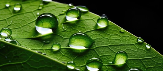 Poster - natures art captured through macro photography of dew covered leaves