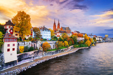 Basel, Switzerland On The Rhine River In Autumn