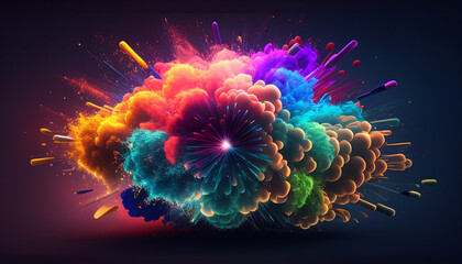 Wall Mural - Multicolored abstract fireworks background