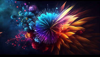 Wall Mural - Multicolored abstract fireworks background
