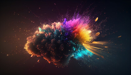 Wall Mural - Multicolored abstract fireworks background