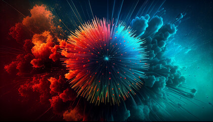 Wall Mural - Multicolored abstract fireworks background