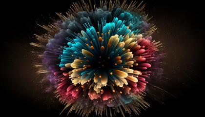 Wall Mural - Multicolored abstract fireworks background