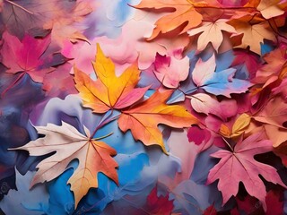 beautiful autumn background with maple leaves