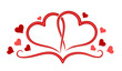 The symbol of stylized red hearts. 
